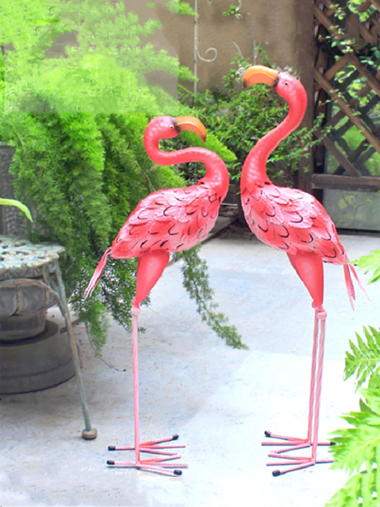 Flamingo Ornaments Statue Courtyard Balcony Shop Garden Landscape Layout Garden Decoration Outdoor Iron Art Floor Sculpture Gift