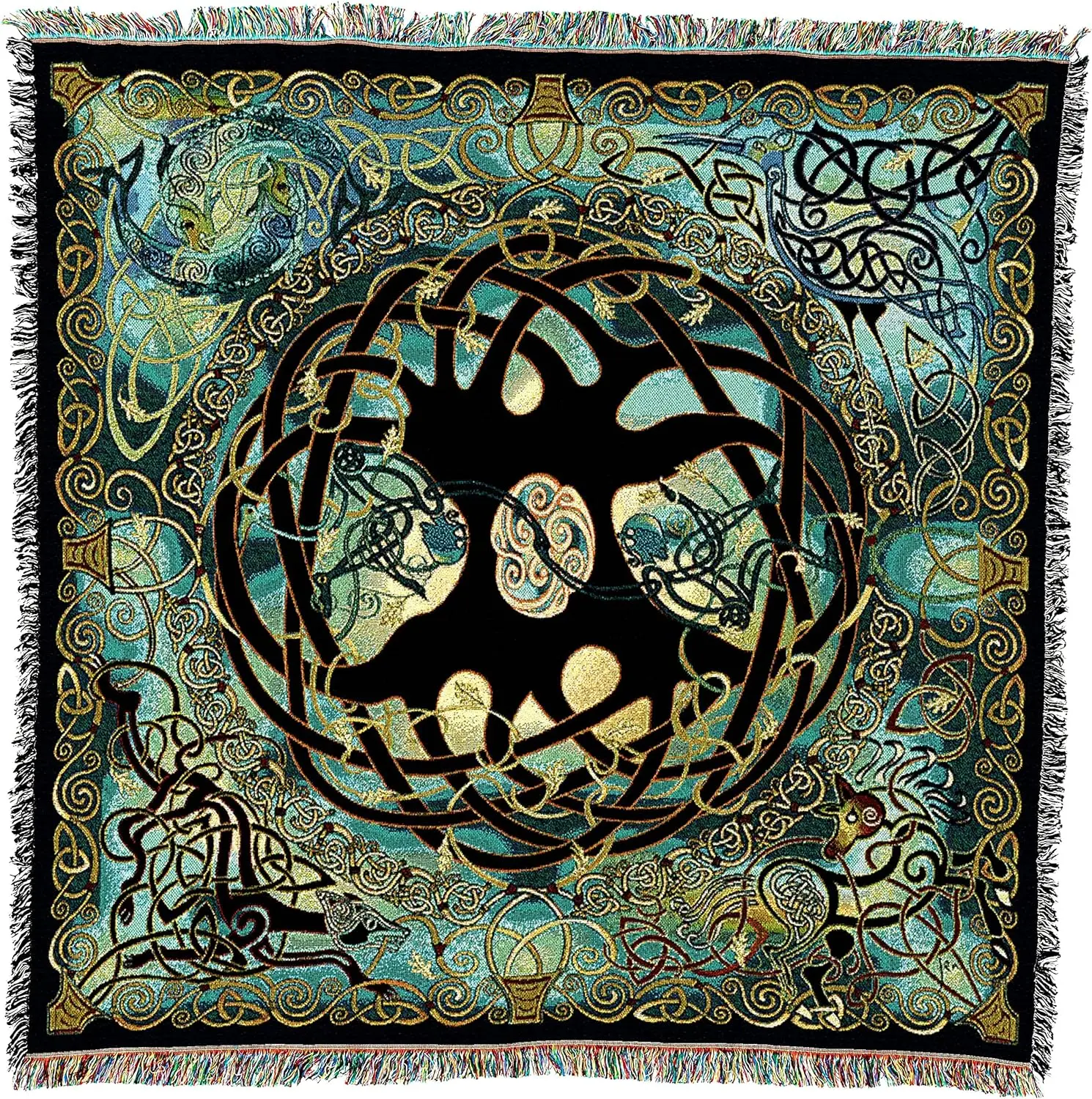 

Tree of Life by Jen Delyth - Gift Lap Square Tapestry Throw Woven from Cotton - The USA (54x54) Rug Oshi no ko Straykids blank