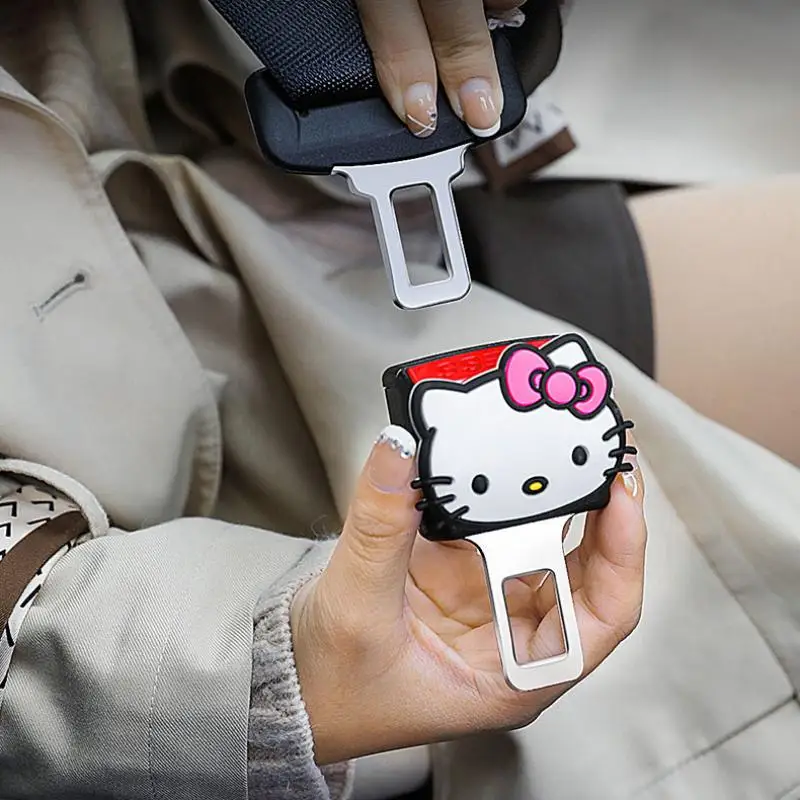 

2Pcs Anime Hello Kitty Car Seat Belt Clip Extension Plug Kawaii Safety Lock Buckle Seatbelt Extender Converter Auto Accessories