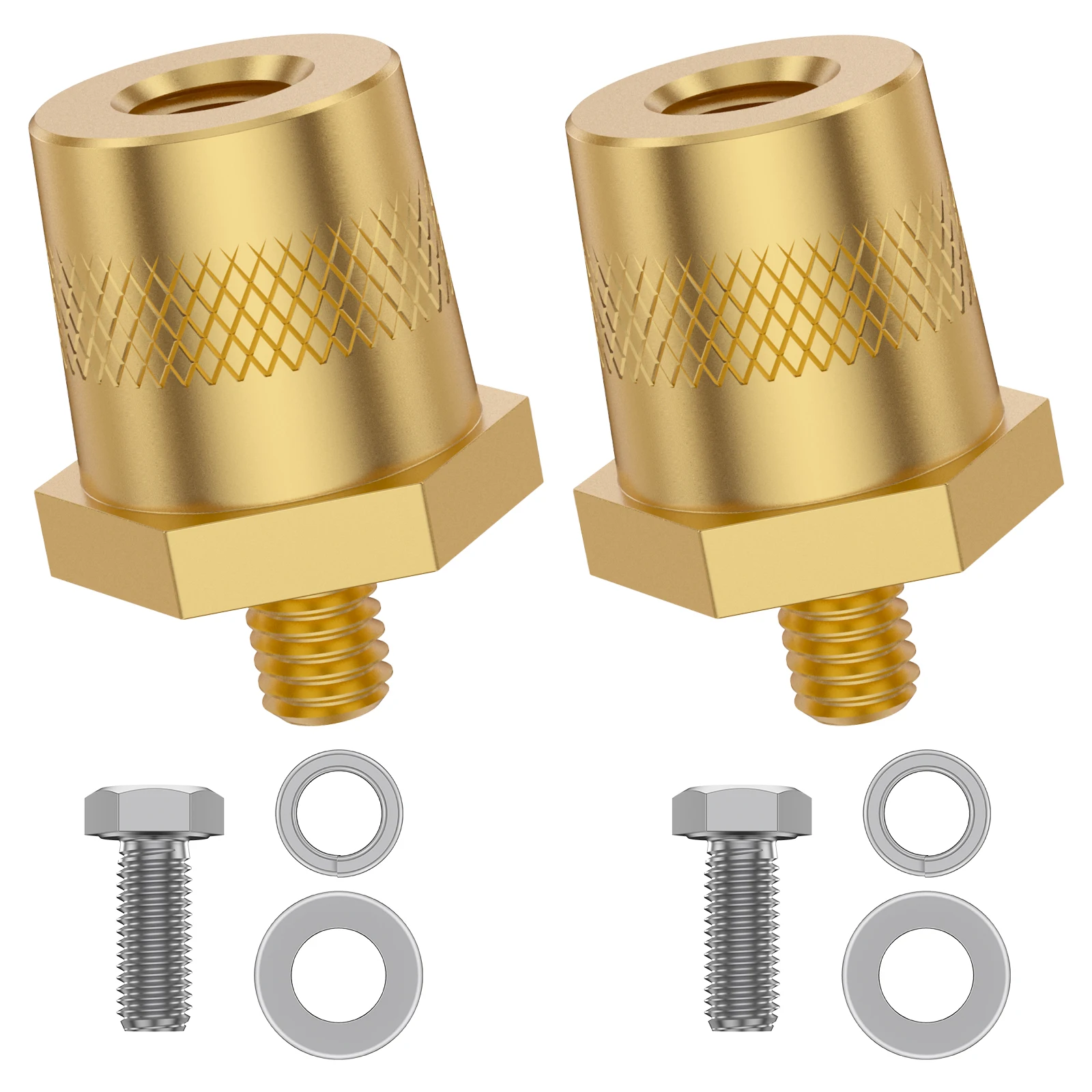 

1 Pair Battery Pole Adapter Brass Battery Terminal Connector M6 Thread Installation Battery Tone Post Adapter Kit with Screws