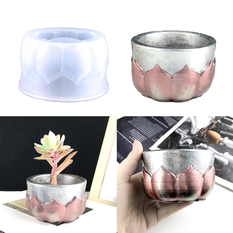 

Round Flowerpot Silicone Mold Succulent Planter Concrete Mold Cute Concrete Cement Mold for DIY Pen Holder,Home Decor Y08E