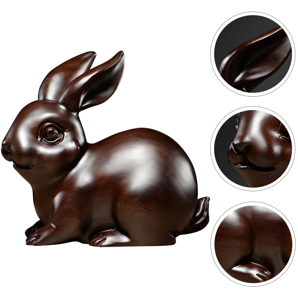 

Lifelike Widely-used Decorative Rabbit Statue Rabbit Decor Desktop Bunny Decor Wood Craft Rabbit for Festival Gift