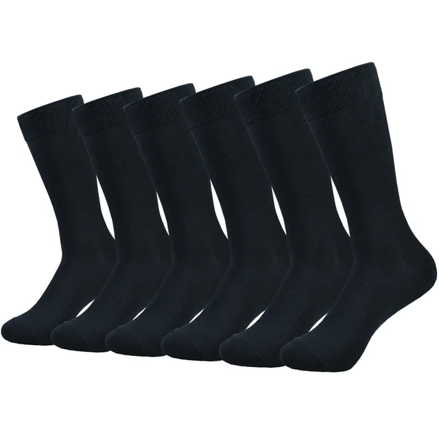 6 pairs Men's Black Cotton Dress High quality Calf Socks