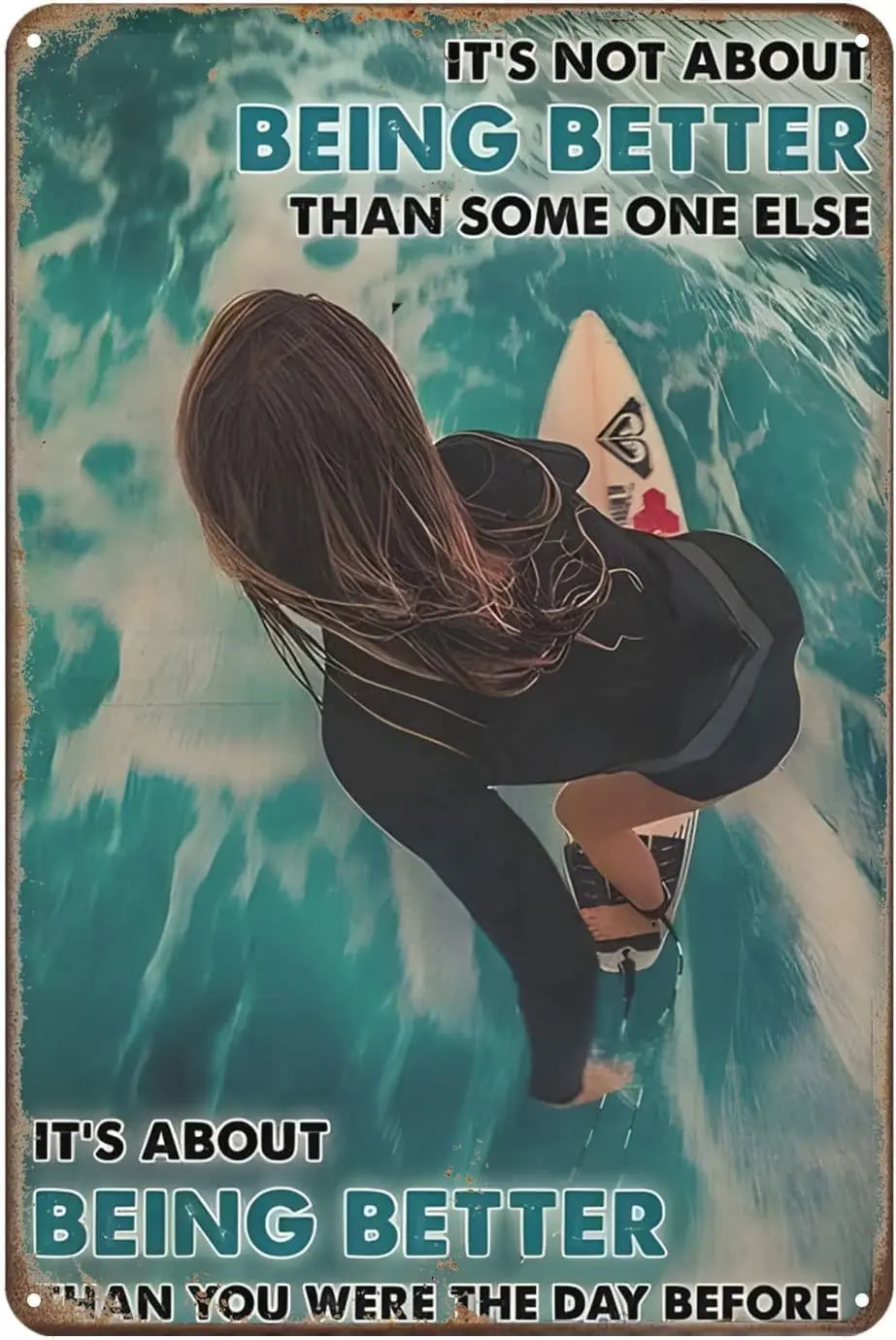 

Vintage Wave Surfer Tin Sign It'S Not About Being Better Than Someone Else Metal Poster Retro Plaque Wall Decor Gift For