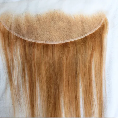 Опт # 27 Темно-медовый блондин, девственные бразильские человеческие волосы, кружевная фронтальная застежка 4x4,5x5,13x4,13x6, прозрачная фронтальная застежка