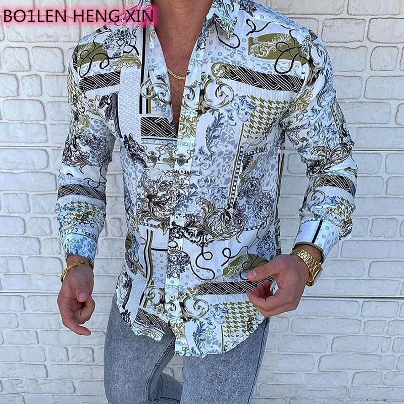 

Мужская Повседневная рубашка с длинным рукавом, большие размеры