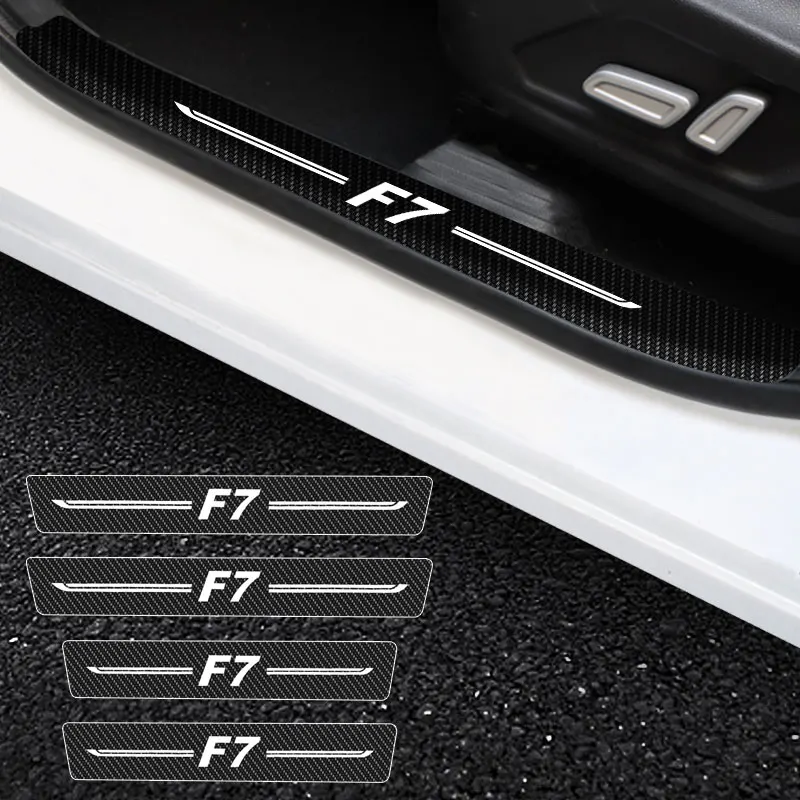 

4X.Car Door Stickers Car Threshold Door Entry Pedal Guards For Haval F7 Logo Scuff Plate Carbon Fiber Sill Protector