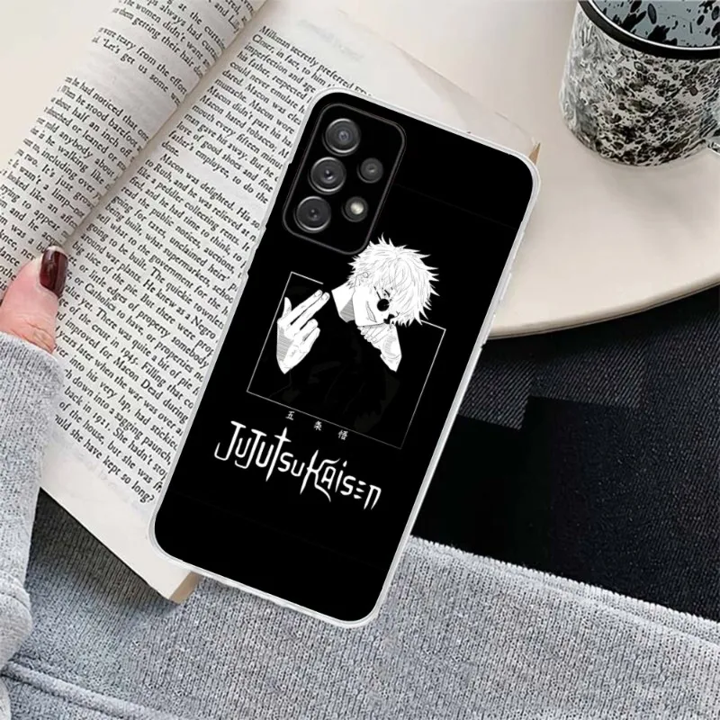 JJK Satoru Gojo Чехол для мобильного телефона Samsung Galaxy S23 S22 S21 Plus Ultra A12 A32 A53 Прозрачный