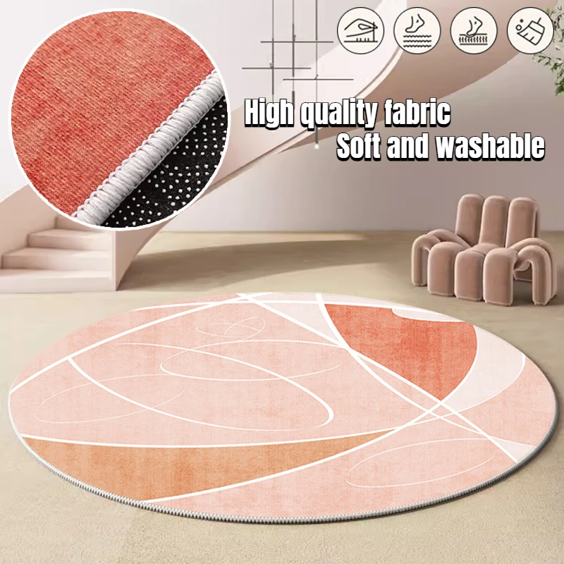 

Nordic Pink Round Carpets Living Room Sofa Coffee Table Decoration Carpet Girl Bedroom Area Rugs Hanging Chair Anti Slip Mats
