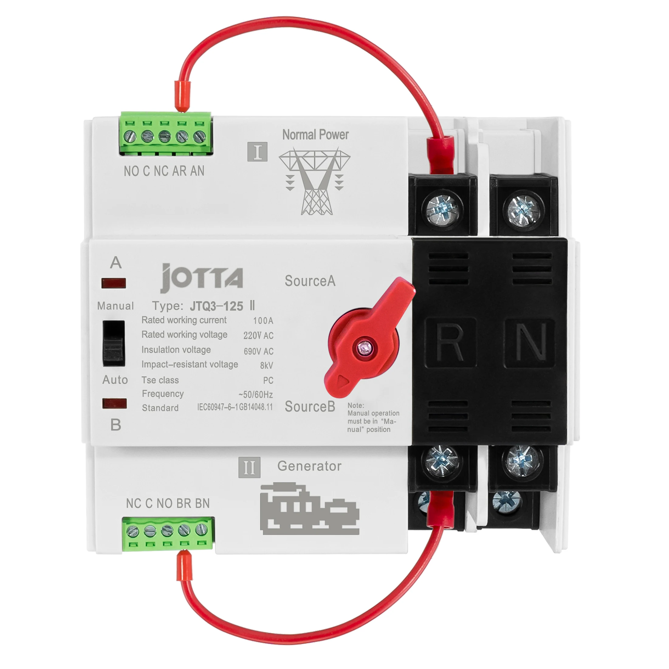 JOTTA 2P 100A 220V Mini ATS автоматический резервный переключатель электрические