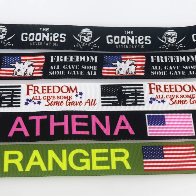 

DHK 50yards Ranger Athena Freedom Goonies Printed Grosgrain Ribbon Material Headwear Decoration DIY Sewing Craft D1965