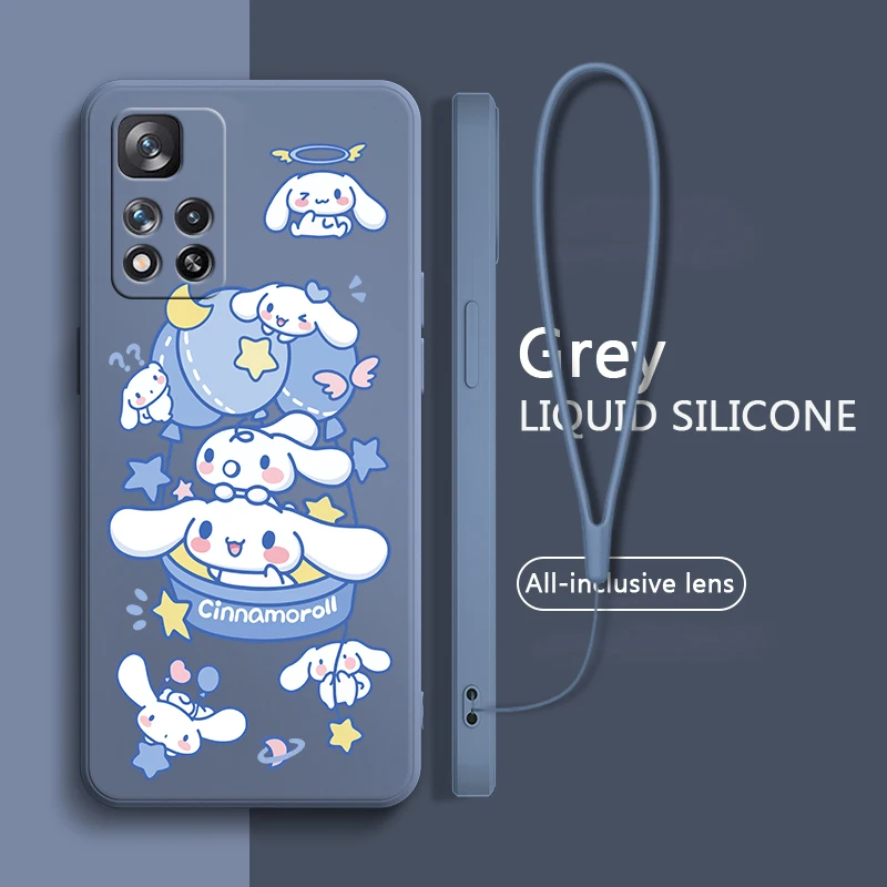 

Cute Cinnamoroll For Xiaomi Redmi Note 12 11T 11S 11E 10S 10T 10 9S 9T 8 Pro Plus Lite Max Liquid Rope Phone Case