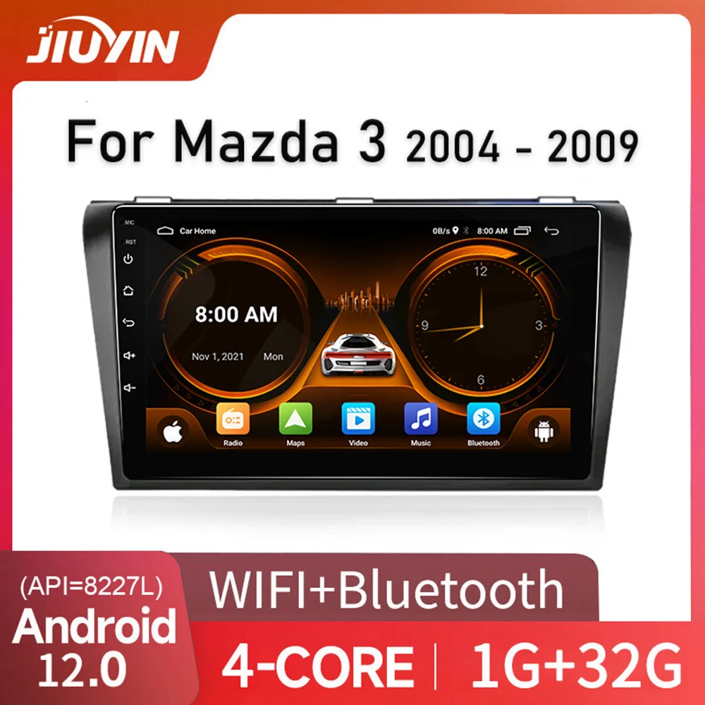 JIUYIN Android 12 Carplay для Mazda 3 2004 2005 2006 2007 2008 2009 Автомагнитола с мультимедийным