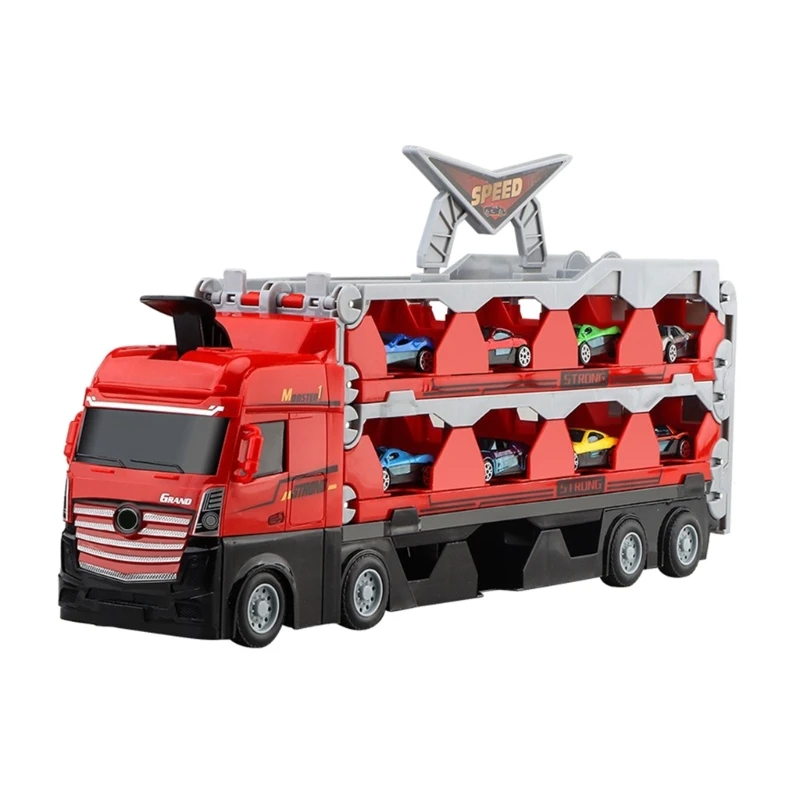 

N80C Transport Car Carriers Truck Toy with 16/24 Metal Car 6.6ft Racing Track