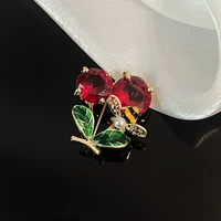 easya 2022 new ladies luxury jewelry clothing accessories crystal red cherry brooch bridesmaid gifts birthday gifts for girls