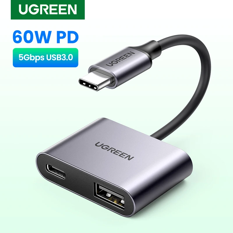 

UGREEN USB C Hub 5Gbps USB Type C to PD 60W PD USB Hub USB 3.0 Spliter 2 Ports Adapter for MacBook iPad Pro PC Accessories