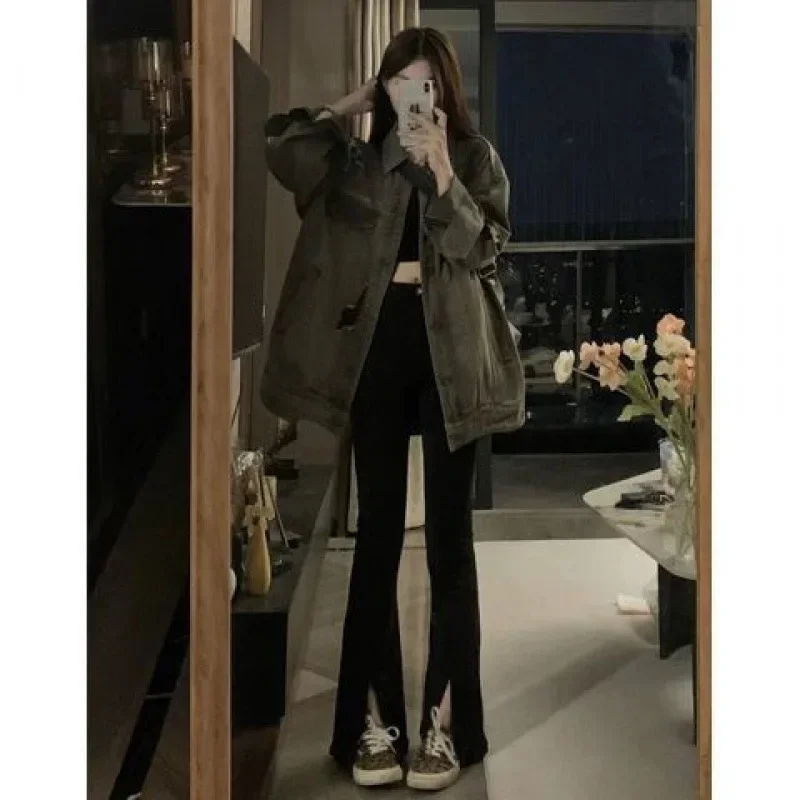 Модная весенне-осенняя джинсовая женская куртка свободного покроя