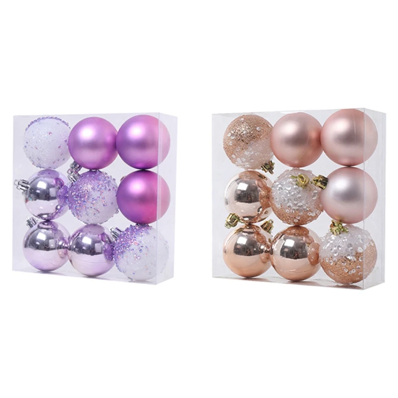 

18 PCS Christmas Ball Ornaments Xmas Tree Decorations Hanging Balls for Home New Year Party Decor, Purple & Champagne
