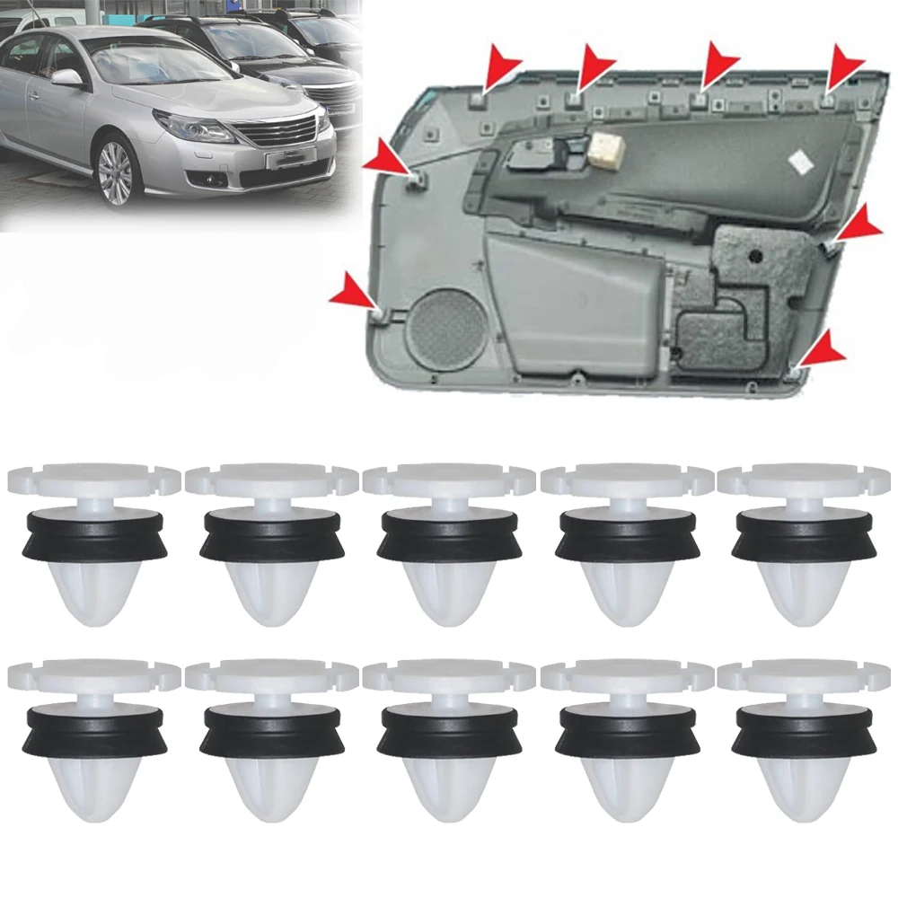 

20Pcs Door Card Clips For Renault Latitude 2010 2011 2016 Car Interior Trim Panel Cap 7703077476 Kadjar Captur Noise Insulation