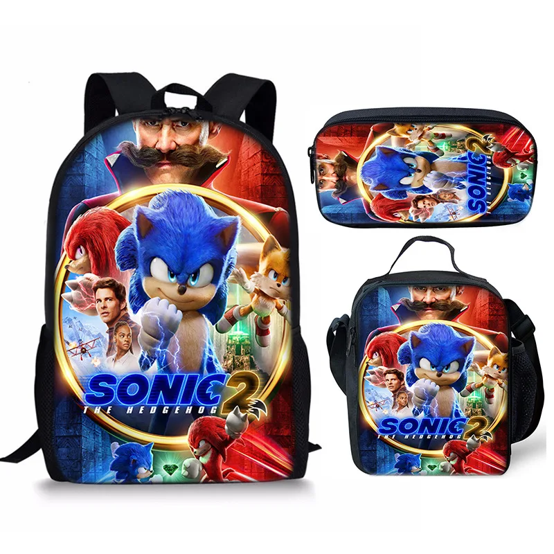 

3pcs/set Sonic Hedgehog Schoolbags Daily Travel Climbing Durable Large Capacity Backpack Kids Fashion Knapsack Bag Birthday Gift