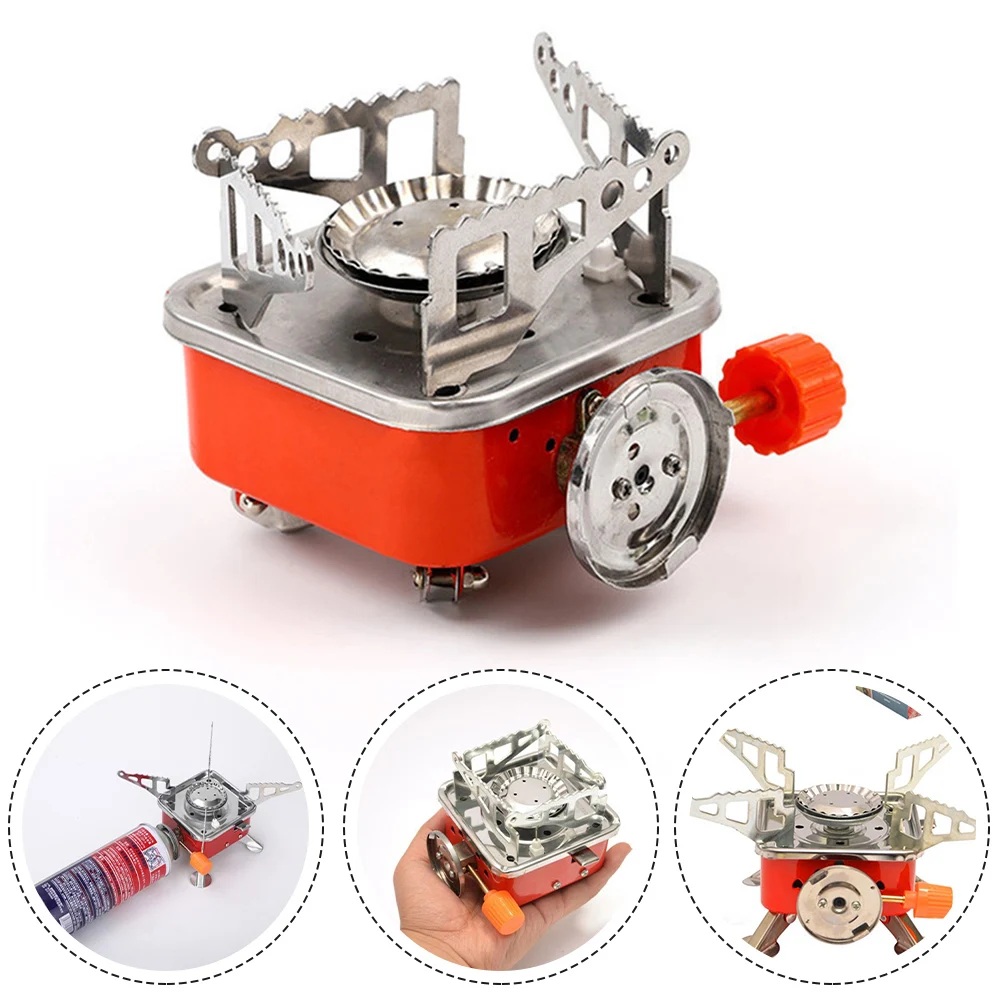 

Outdoor Mini Square Stove Stove Head Windproof Small Square Burner Stainless Steel Foldable For Picnic Barbecue Mountaineering