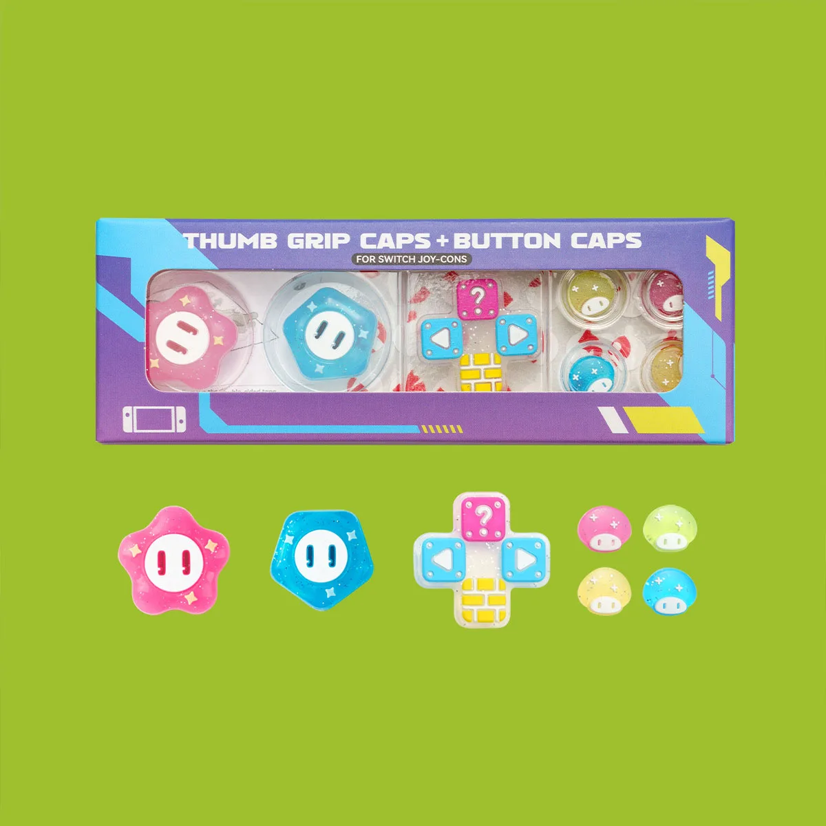 Фото Силиконовый чехол Bling Mushroom Star Dpad с перекрестной кнопкой ABXY, наклейка на ключ, чехол для переключателя/NS Oled Joy-con, ручка для большого пальца, крышка №5