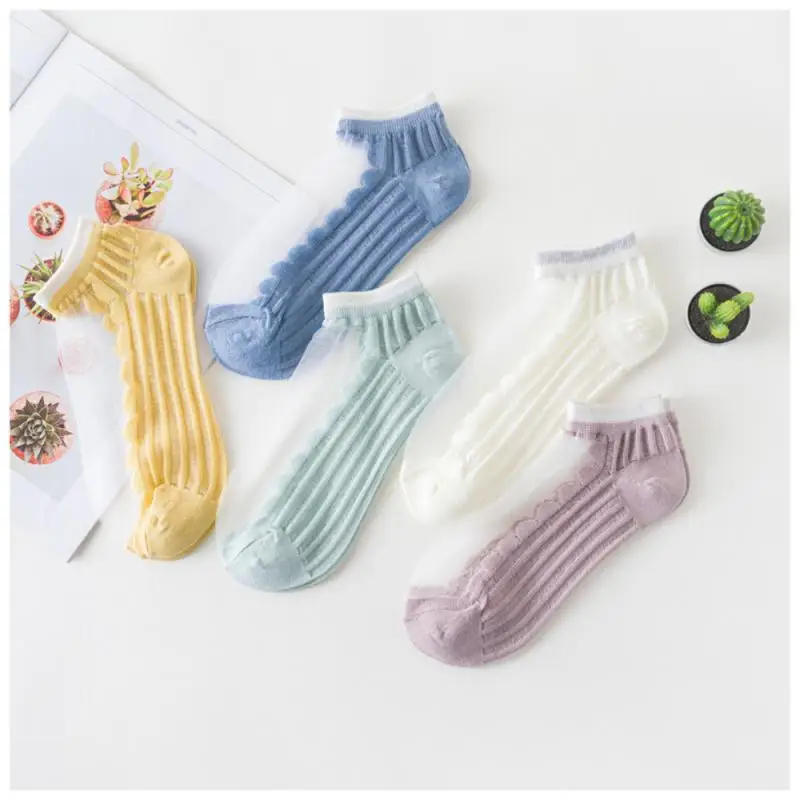 

Fashion Children Casual Mesh Socks Breathable Shallow Non-slip Cotton Socks For Children Kids Transparent Summer Cotton Socks