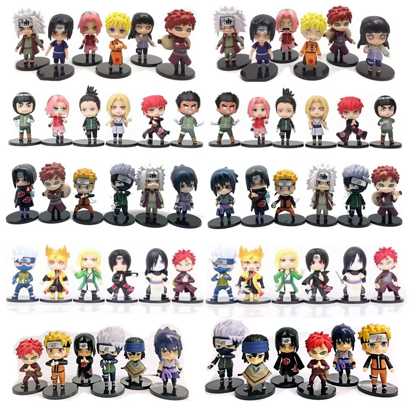 

Hot 6pcs/set Anime Naruto Shippuden Anime Figure Q Version PVC Action Doll Model Children's Collection Ornament Toy Gift