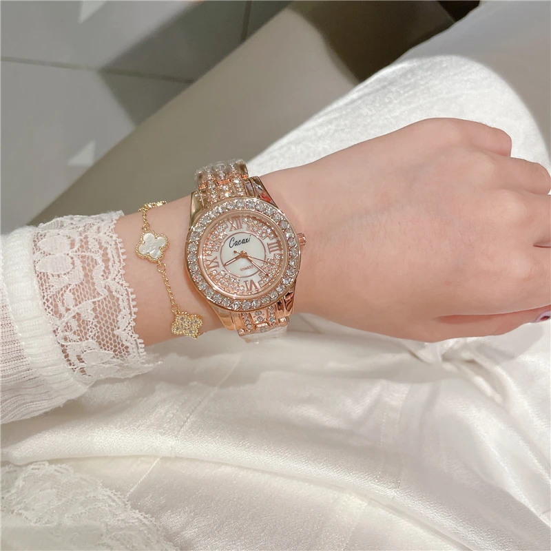 Часы Cacaxi женские кварцевые из нержавеющей стали роскошные модные с бриллиантами