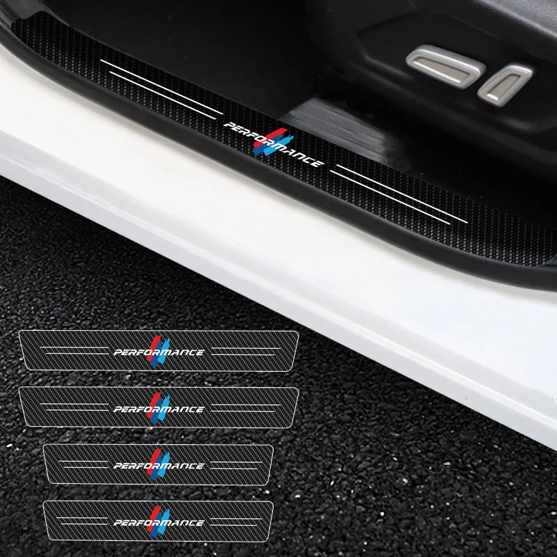 

4X Car Stickers Anti Scratch For BMW Performance X2 Logo Door Sill Protector ​Car Threshold Protection Carbon Fiber Car Stylin