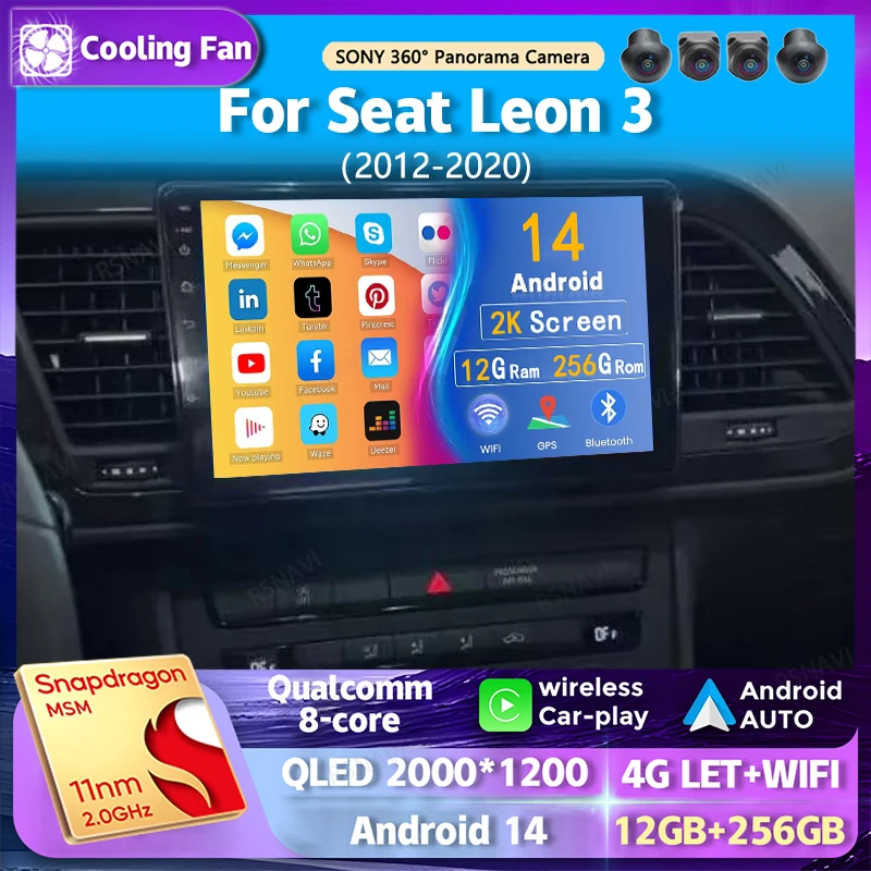 Android 14 Carplay Автомобильный радиоприемник для Seat Leon 3 2012 2013 2014 2015-2020 Навигация GPS