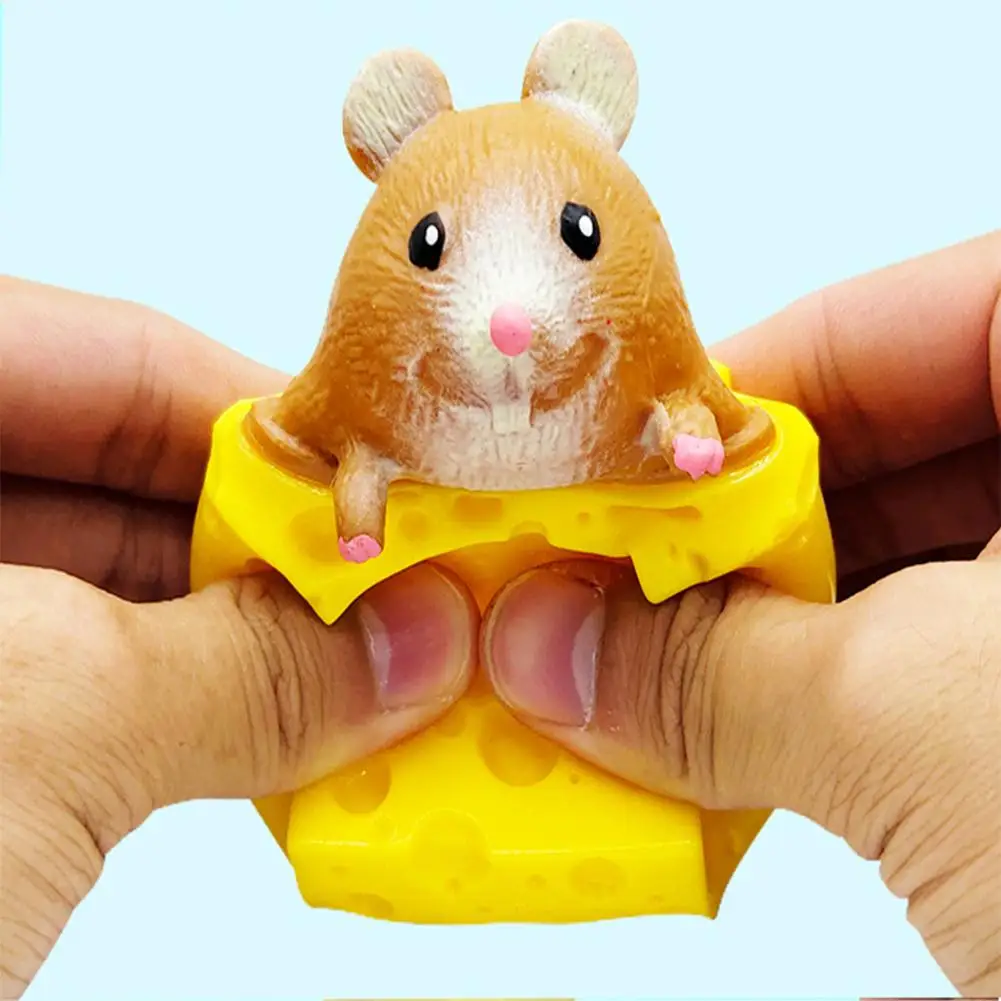 

1pcs TPR Decompression Toys Cute Cheese Cheese Mouse Cup Pinch Pinch Relief Stress Relief Vent Ball Toys Children's Toy Gifts