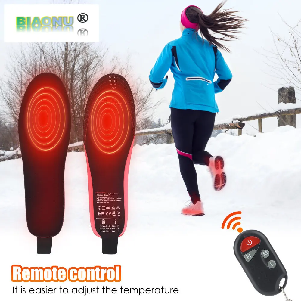 

USB 2100m Ah Heat Insoles Electric Winter Foot Warmer Shoes Insert Pad with Remote Control Breathable Shoe Insole