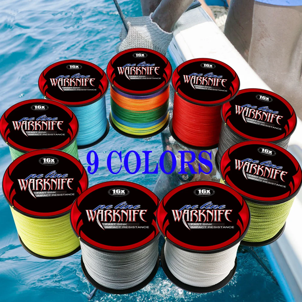 Warknife 16strands100M PE Braided Fishing Line Super Strong Japanese Multifilament Sea Fishing Line Hollowcore 20-500LB PE Line enlarge