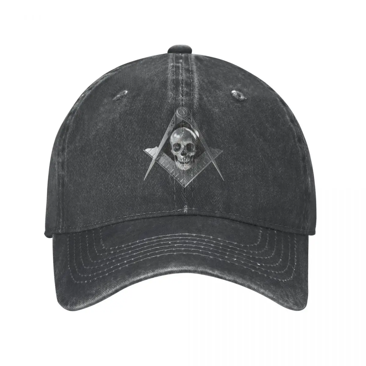 

Ponytail Baseball Cap Snapback Hat Freemason Square Compass Silver Skull Widows Son Masonic Spring Autumn Cap Denim Casquette