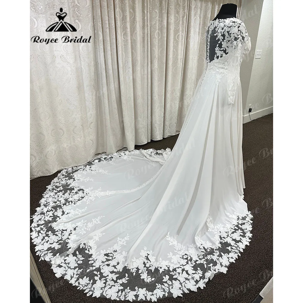 Женское свадебное платье с V-образным вырезом длинным рукавом