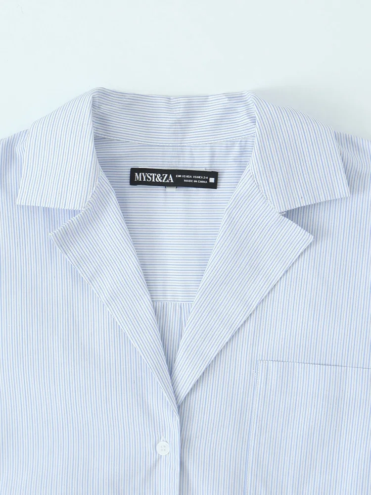 KAOPU ZA женская полосатая рубашка с накладными карманами винтажные женские блузки