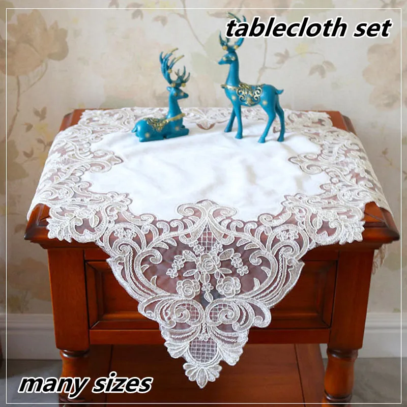 

European Style Velvet Embroidered Bordered Tablecloth Hotel Villa Bedroom Balcony Living Room Study Office Decoration Tapetes