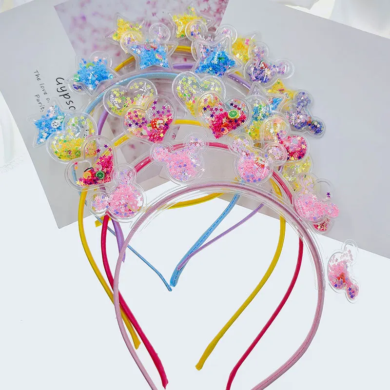 

Mouse Ears Star Heart Headbands Sequins Hairbands Bling Glitter Hair Hoops Cute for Kids Girls Children Park Hair Accessories