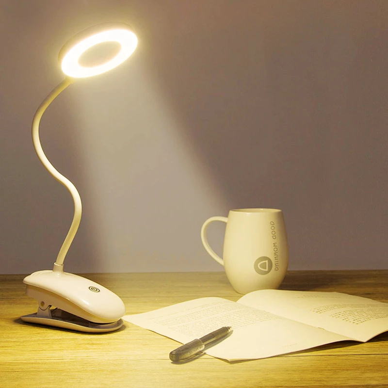 

USB Rechargeable Led Clamp Desk Lamp Flexible Gooseneck Touch Dimming Table Lamp Clip On Lamp For Book Bed Office and Computer