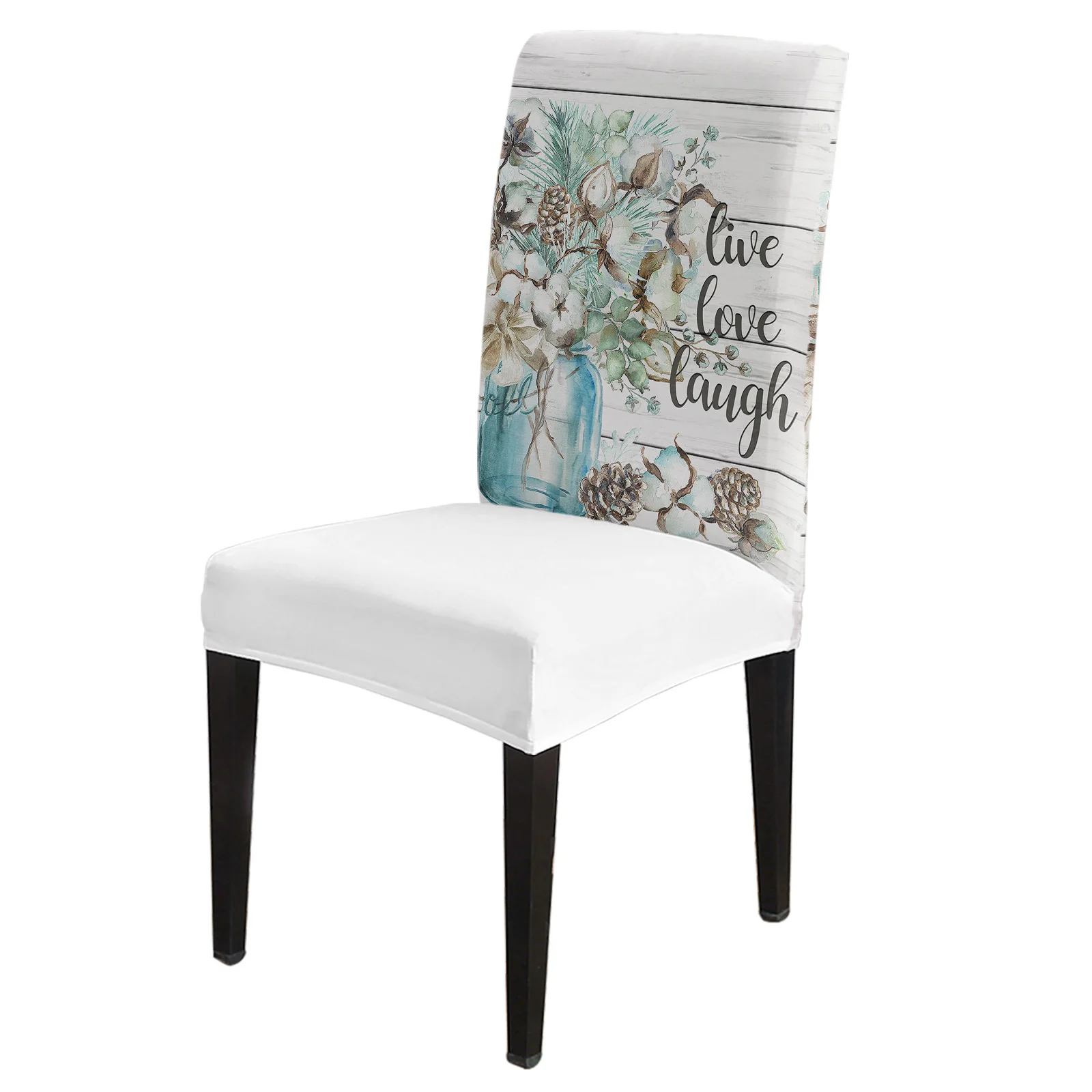 

Чехлы на стулья из хлопка и стекла в винтажном стиле с древесной текстурой, стрейч, эластичные чехлы на стулья для кухни и столовой, чехлы на ...