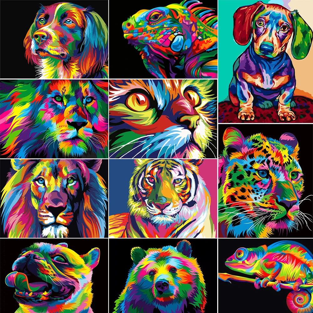 

DIY 5D Full Round Diamond Painting Color Animal Lion Tiger Cat 5d diamond painting Home Decoration