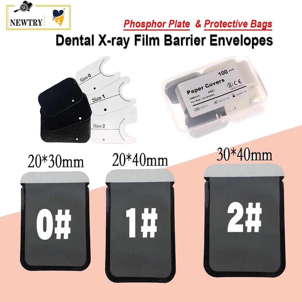 100Pcs Dental X-Ray Film Barrier Envelope Digital Xray Scan Protective Bags Dentist Clinic Phosphor Plate Sensor Pouch 0# 1# 2#