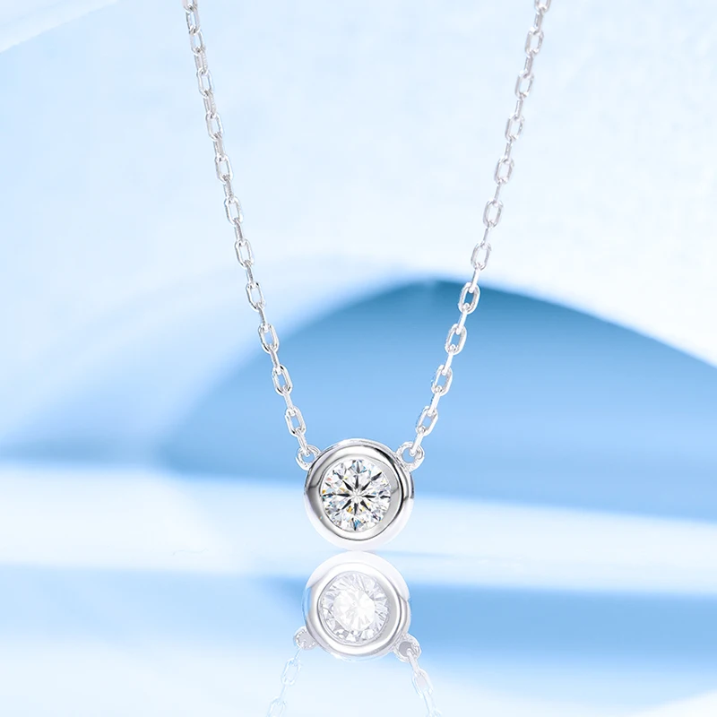 Soorchce Pendant Women's Necklace Round 4mm Moissanite Solitaire Bezel Engagement New | Pendants