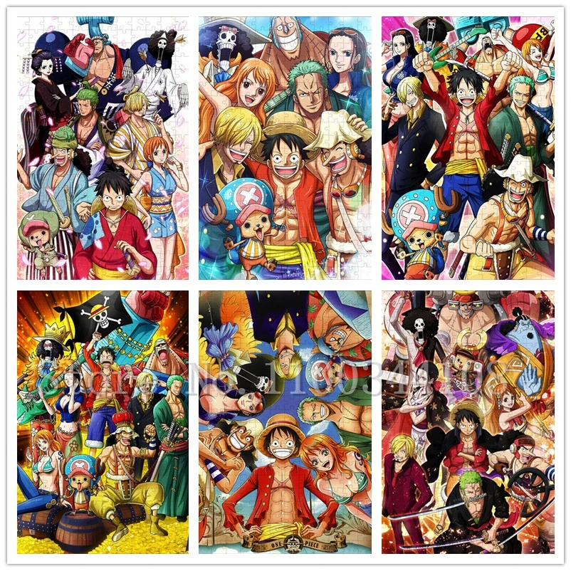 

300/500/1000 Pieces Japan Anime Jigsaw Puzzles One Piece Pirates Wooden Puzzles for Adults Decompressing Assemble Game Toys