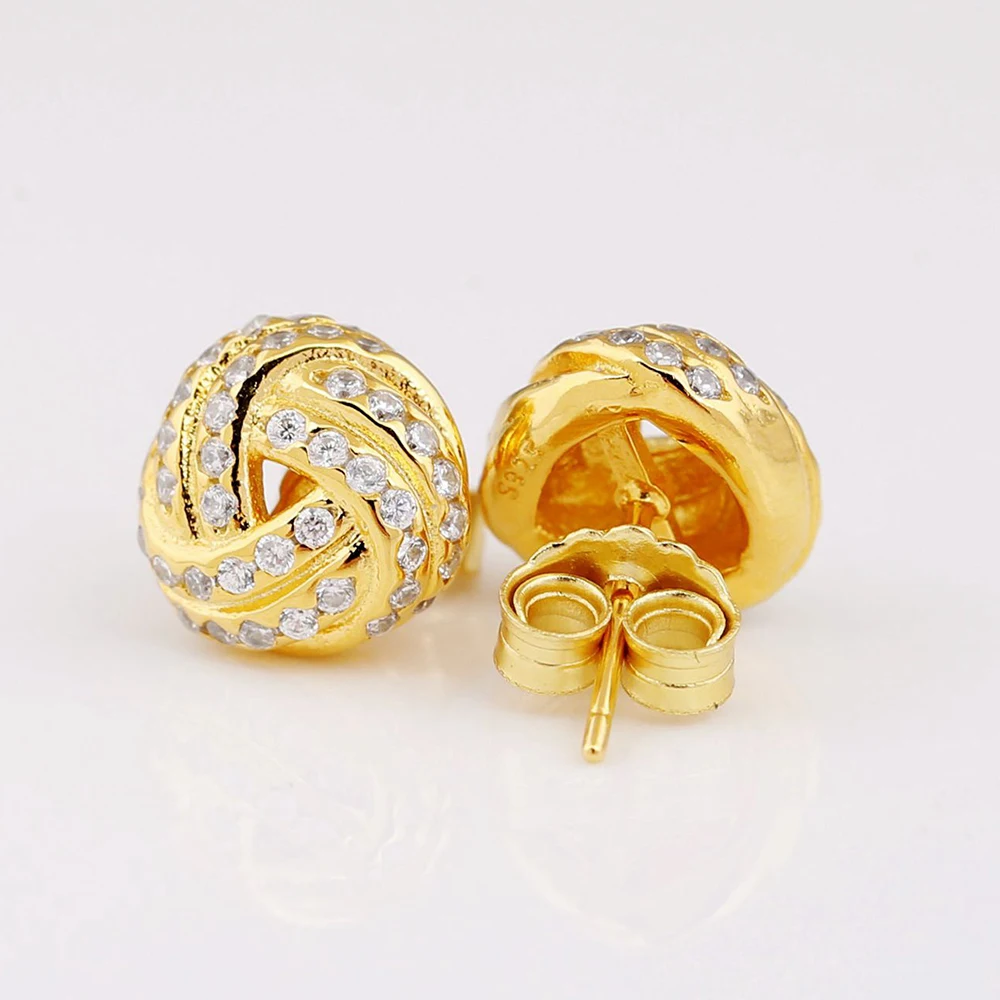 Аутентичные 925 пробы Серебряные Оригинальные сверкающие серьги-гвоздики в