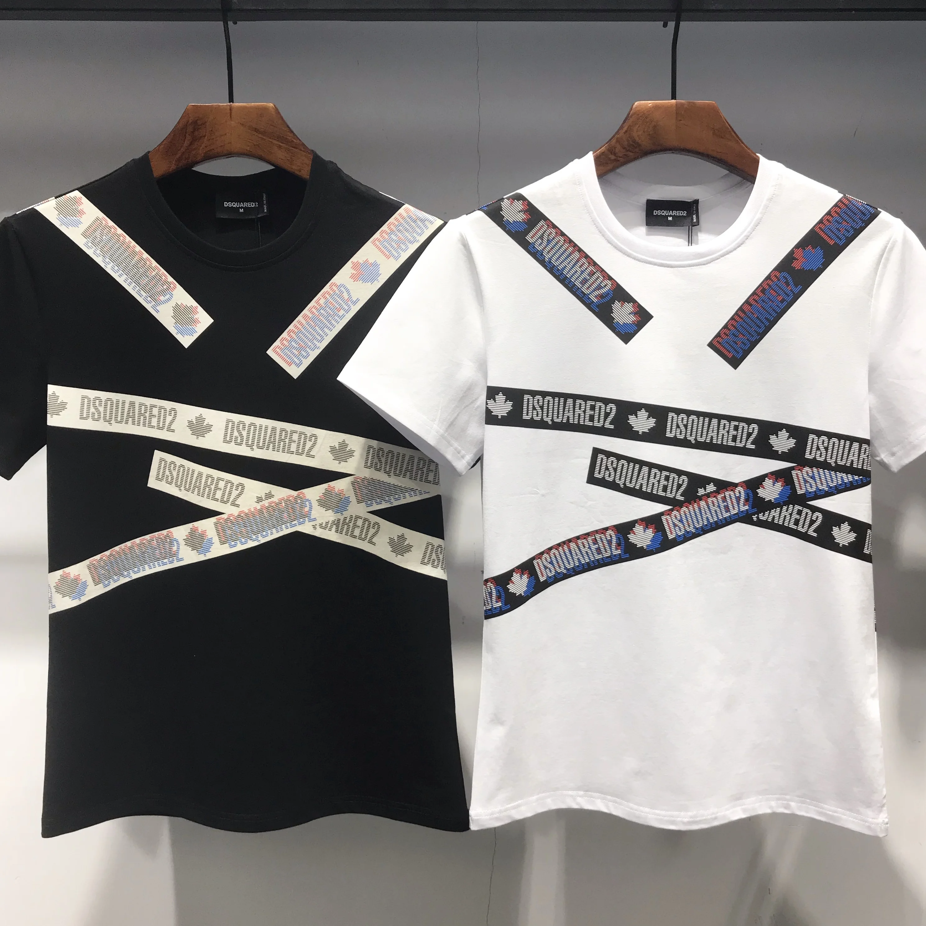 

Dsquared2 Summer New Men/Women 100% Double Letter Maple Leaf Print Cotton Casual Fashion Trend Dsq2 Round Neck Short SleeveDT444
