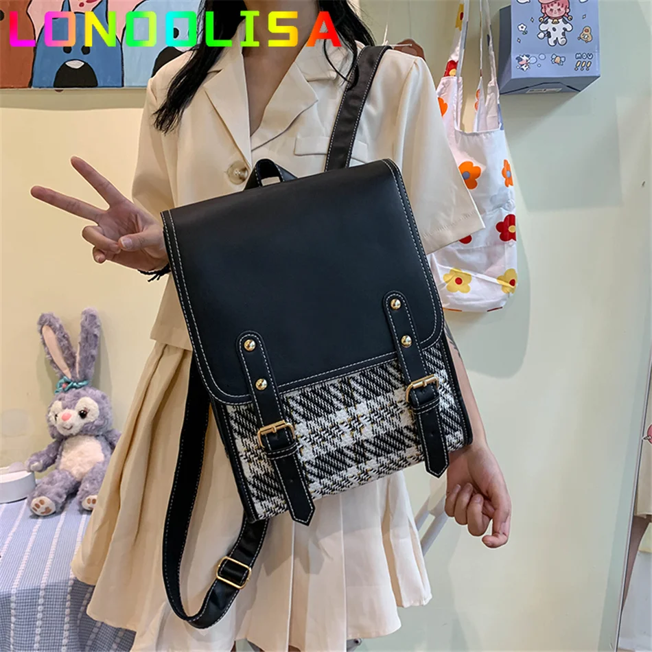 

New Fashion 3 Layers Women's Backpack Cotton and Pu Leather Backpacks for School Teenagers Girls Designer Travel BookBag Mochila