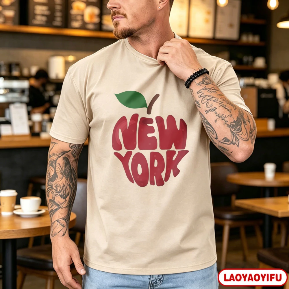 Фото Футболка с графическим принтом Big Apple New York, красная, с типографским рисунком, в городском минималистском стиле, сувенир, подарок, мужская и женская рубашка, хлопковая, дышащая, летняя рубашка №3