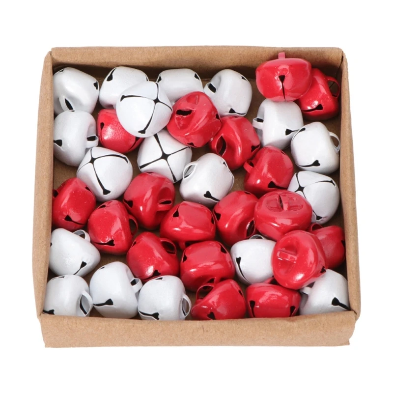 

36Pcs Christmas Bells Colored Craft Bells 0.6in Jingle Bells for DIY Wreath Christmas Decorations Red White Mixed Color